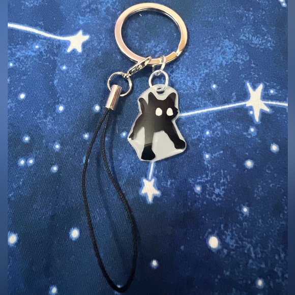 Handmade Black Cat Meme Keychain - Picture 2 of 4
